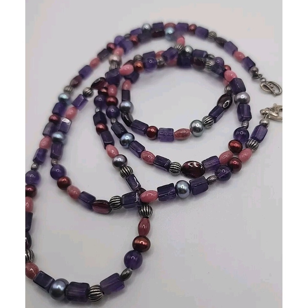 Vintage Carolyn Pollack QVC Southwest Amethyst Rhodonite Raspberry Pearl Bead... - Picture 12 of 12